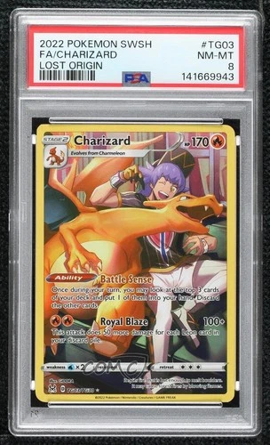 Full Art - Charizard Pokémon Sword & Shield Lost Origin Trainer Gallery PSA 8