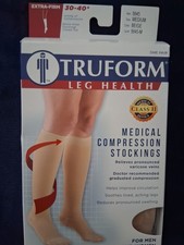 Truform 30-40 Below Knee Compression Stockings, Closed Toe, Beige, size M