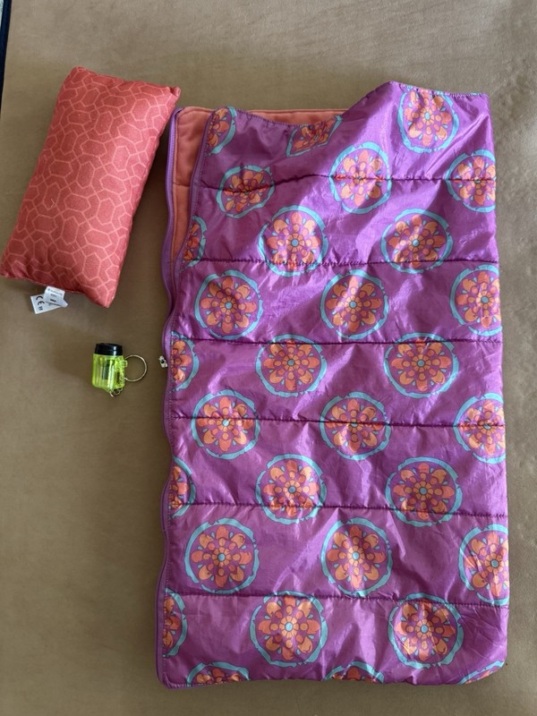 American Girl Doll Camp Set Sleeping Bag + Pillow And Flash Lights EUC!