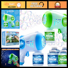 Automatic Bubble Guns for Kids - 2 Pack with 4 Bottles of Solution, Summer Fun,
