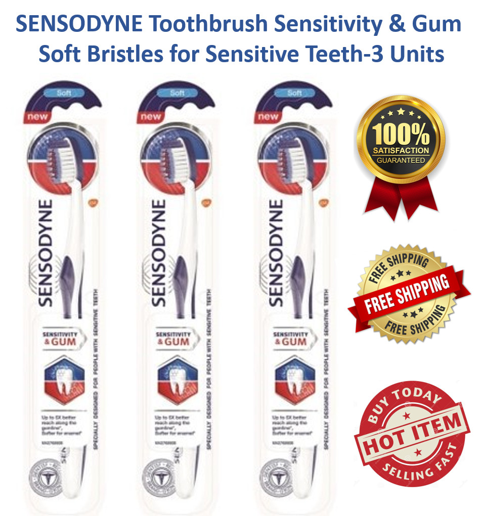 SENSODYNE Toothbrush Sensitivity & Gum Soft Bristles for Sensitive Teeth-3 Units
