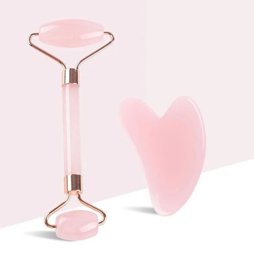 Jade Roller and Gua Sha Set Anti Aging Rose Quartz Face Massager FREE SHIP US - Picture 5 of 5
