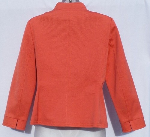 OSCAR DE LA RENTA Coral Salmon Cotton Twill Fitted Hidden Button Blazer Jacket 6 - Picture 7 of 12
