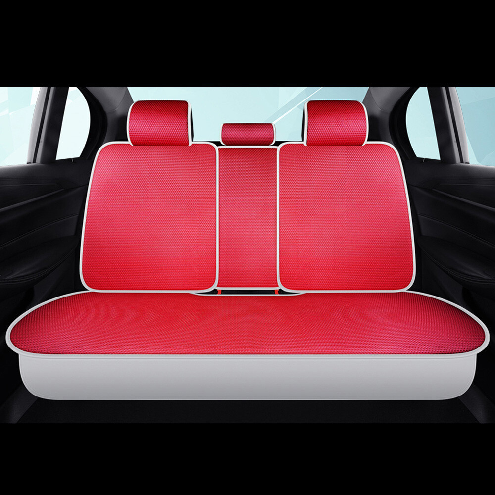 US 5Seater Auto Car Ice Silk+Leather Seat Covers Kit Set Summer