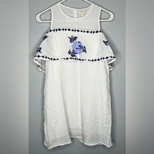 Mi Ami Cold Shoulder Floral Embroidered Dress Lined Rayon Size XS