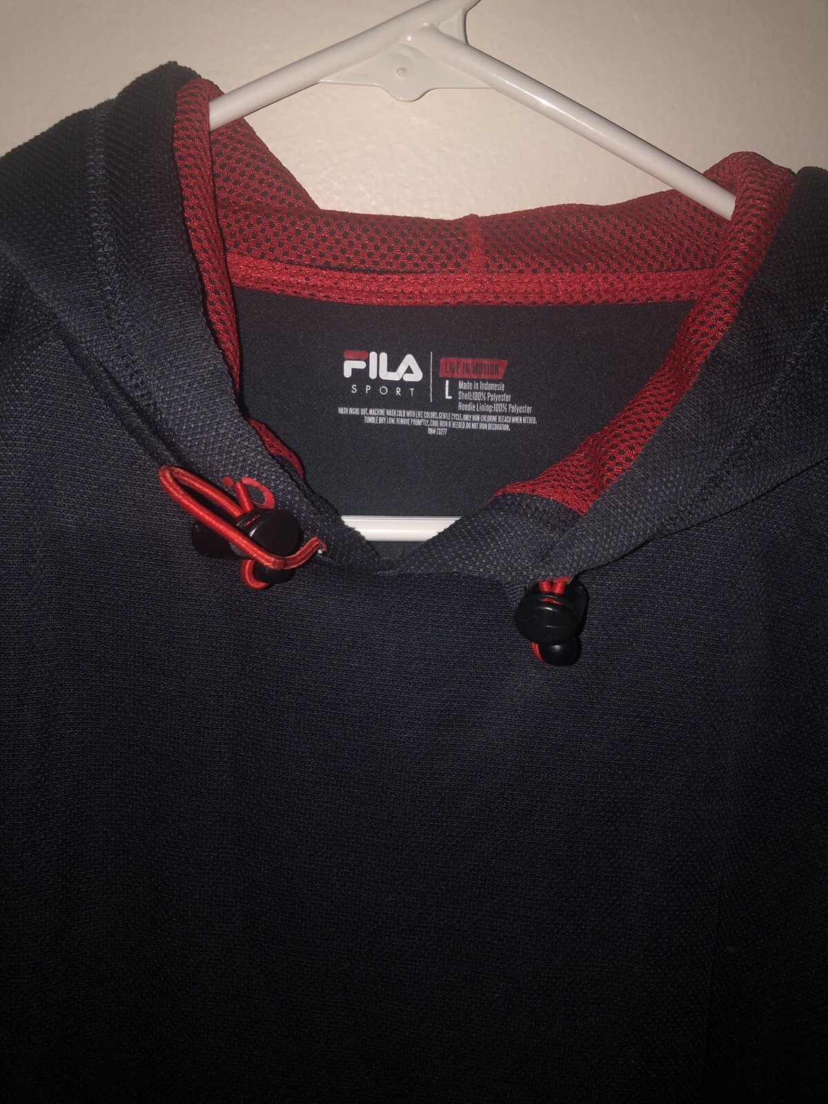 Mens FILA Large grey and red hoodie with pockets