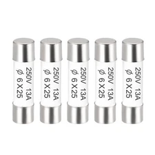 Ceramic Cartridge Fuses 13A 250V 6x25mm Fast Blow for Energy Saving Lamp 5pcs