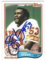 Autographed HUGH GREEN 1982 Topps Football Card #500 - w/ Show ticket