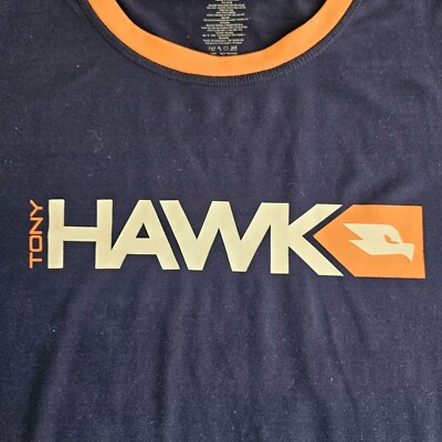 Tony Hawk 90s スケート Tシャツ L ネイビー Tony Hawk Shirt Mens T Shirt Medium Blue Crew Neck 90s Skateboard