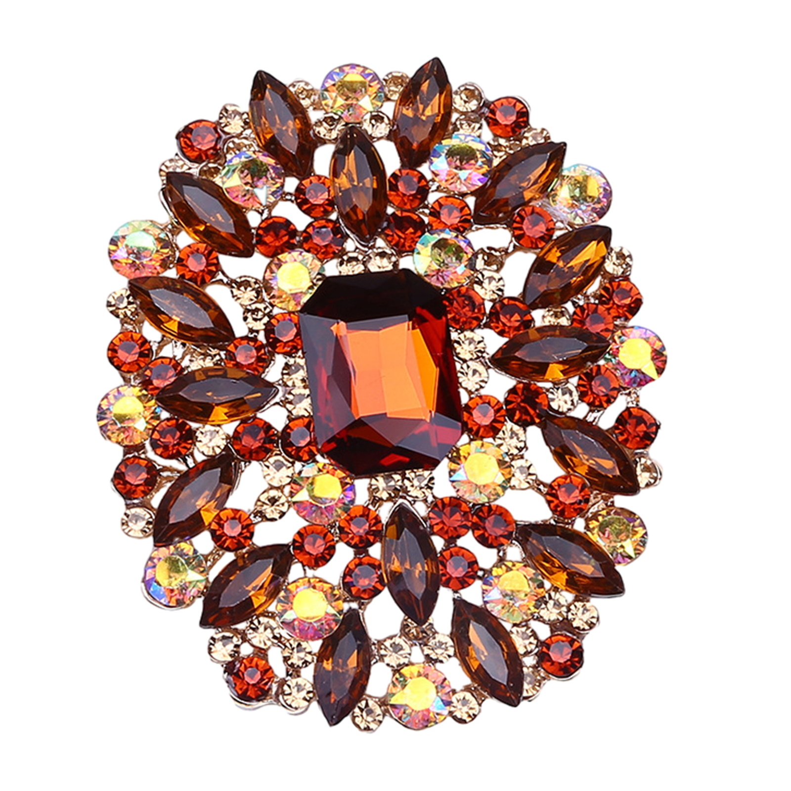 Elegant Hat Brooch Long-lasting Vibrant Oval Rhinestone for Shawls Suits