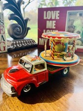 VINTAGE 1956 TIN FRICTION TOY NOMURA CLOWN CIRCUS TRUCK From JAPAN