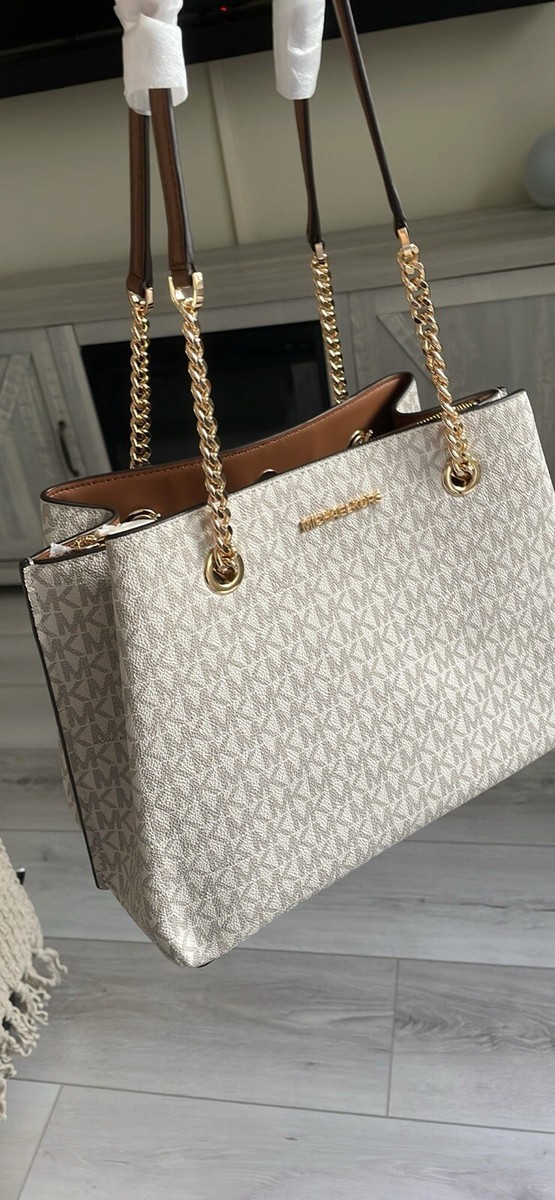 Michael Kors Teagan Logo Shoulder Bag, Large Vanilla