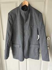  139 Alfani Men Long Sports Coat Jacket Sz L Black Boulder Zip Snap Buttons