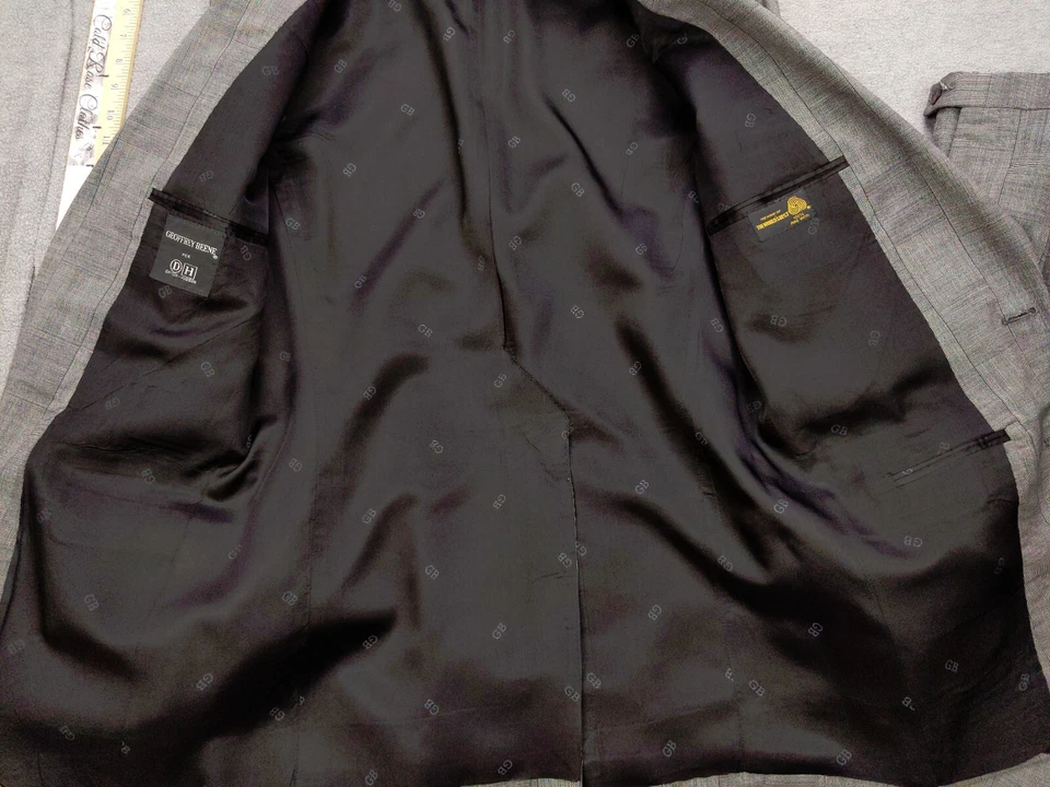 Blazer De Colección EE. UU. Geoffrey Beene Traje Para Hombres 40L 32x34 Gris Birdseye Glen 100% Lana Foto 4 de 4