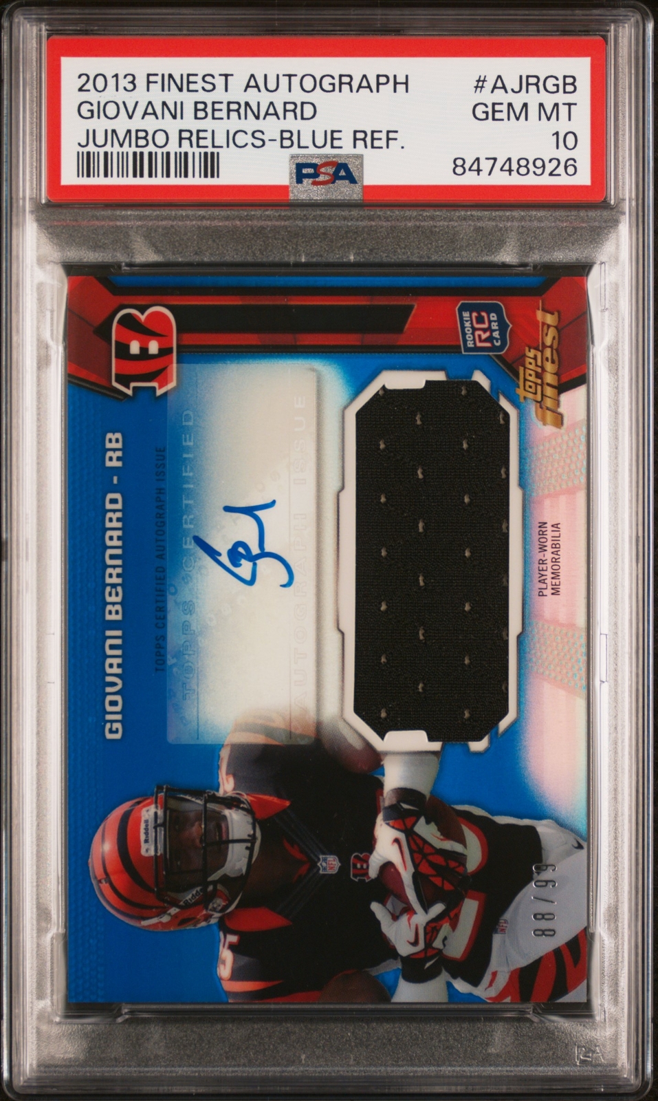 Giovani Bernard Finest Autograph Jumbo Relics #AJRGB Pink Refractor Patch