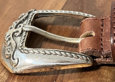 Vintage Fossil Leather Belt Womens Sz 8 Brown Southwest  display picture 3