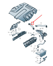 Genuine VW Touareg CR Engine Cover Breather Line 057103211D, New Product, OEM