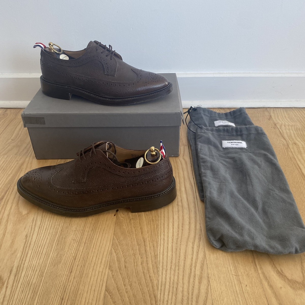 Thom Browne Brown Wingtip Grain Leather Dress Shoes Oxfords