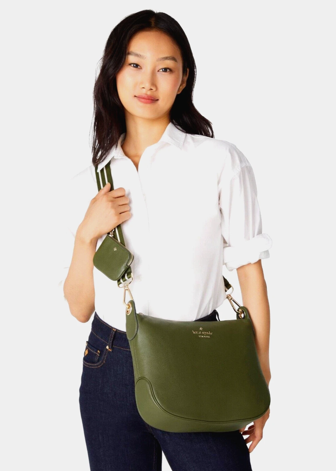 Nuova Kate Spade Rosie grande tracolla pelle ciottolata verde incantato