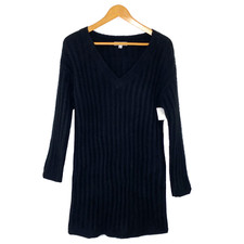 BB Dakota Steve Madden Knit V-neck Sweater Dress Womens size Small Mini Black