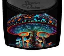 Big Spotted Neon Blacklight Mushroom Hood Wrap Vinyl Graphic Decal 58