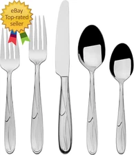 Cocoa Blossom Flatware Service for 12, 65 Piece Set, 18/10 Stainless Steel