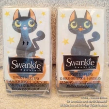 NEW 2 PACKS SWANKIE HANKIES HALLOWEEN BLACK CAT ON JACK O LANTERN PUMPKINS 