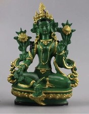 Estatua Budismo Tibetano Tibetano Verde Tara Buda Feng Shui 13,5 cm