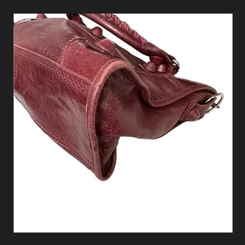 Balenciaga City distressed leather shoulder bag DARK RED/MAROON/CRANBERRY color - Picture 10 of 20