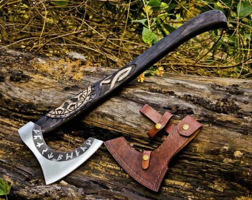 Handmade Carbon Steel Viking Axe Unique Tomahawk Throwing Hatchet Wood Handle 56 - Picture 7 of 9