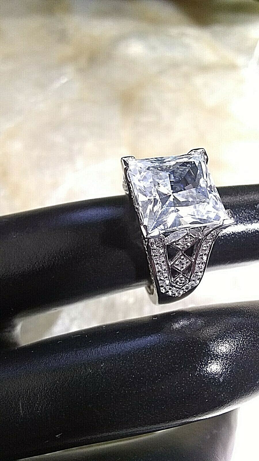 STERLING SILVER SQUARE CRYSTAL RING - image 8