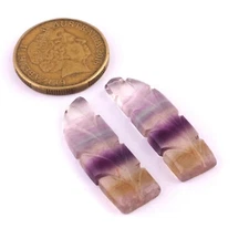 FLUORITE CARVING EARRINGS Gemstone Hand Mate Item 45Ct  Girls Gift Women Gifts 