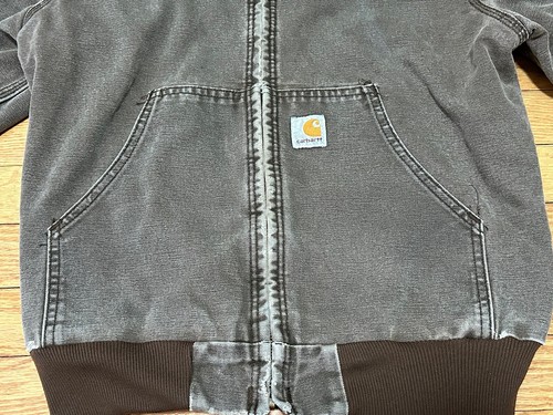 Vtg Y2K Carhartt Y06 CHT Hooded Quilted Canvas Workwear Jacket Kids Sz L - Picture 4 of 9