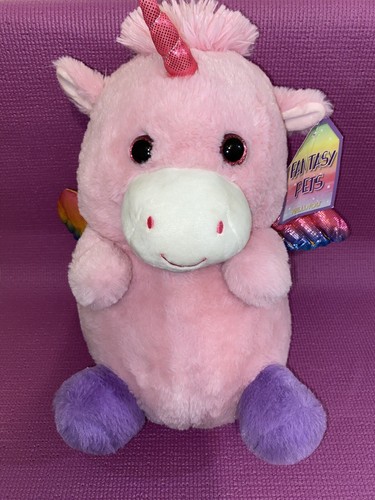 Kellytoy Fantasy Pets 15” Fat Baby Pink & Purple Unicorn Dragon Plush - Picture 1 of 14