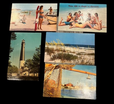 Vintage Lot of 5 Gulf of Mexico Coast Beach Sea Lighthouse Postcards