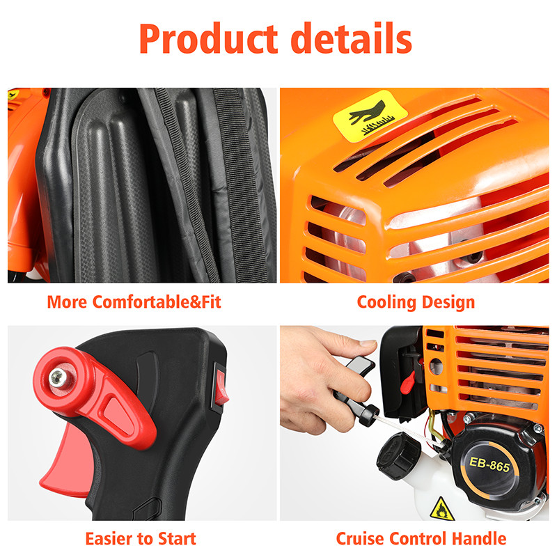 Leaf Blower 63CC 2-Stroke Backpack Gas Powered Leaf Blower 300MPH Wind Speed 3hp