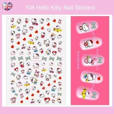 🌸HELLO KITTY SANRIO 104 3D Nail Art Stickers Decals Transfers Kawaii UK ...