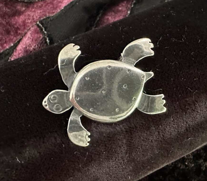 Vintage Sterling Silver Solid Turtle Tortoise Bro… - image 7