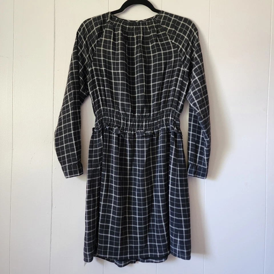 Rebecca Taylor Goth Whimsy Office Plaid Black White Silk Dress Women's 8 - Image 4 of 4