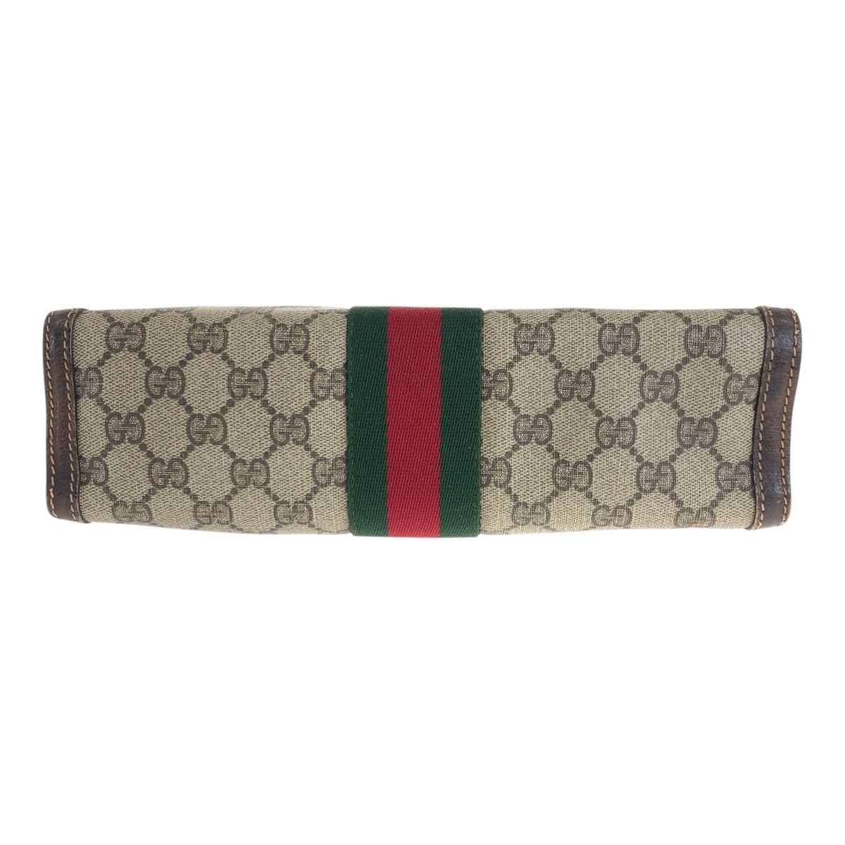 GUCCI Vintage Sherry Line Beige GG Supreme Canvas Clutch Bag for Women thumbnail 10