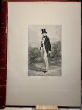Un Monsieur Gravure 1857 Mode Monsieur Gentleman Gravure sur Acier France Art...