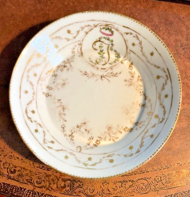 Atemberaubende antike vergoldete Wappenschale TB Monogramm aus dem 19. Jh.