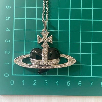 Vivienne Westwood Diamante Black Heart Orb Necklace Pendant Vivienne Westwood Diamante Black Heart Orb Necklace Pendant