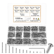 1050 Pcs M3 Screws Kit M3 Machine Screws and Nuts and Washers Set Assorted Bu...