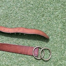 Vintage USA GAP Brown Leather Belt Brass Buckle Womens Size Medium M O Ring