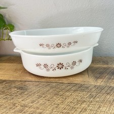 Dynaware Pyrorey Cazuela Redonda Blanco Leche Vidrio Marrón Flor México Set 2