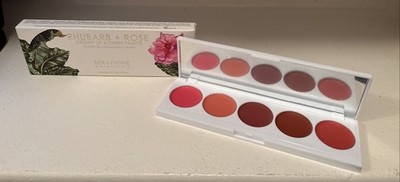 New Seraphine Botanicals   Rhubarb + Rose Creamy Lip & Cheek Palette 0.25 oz