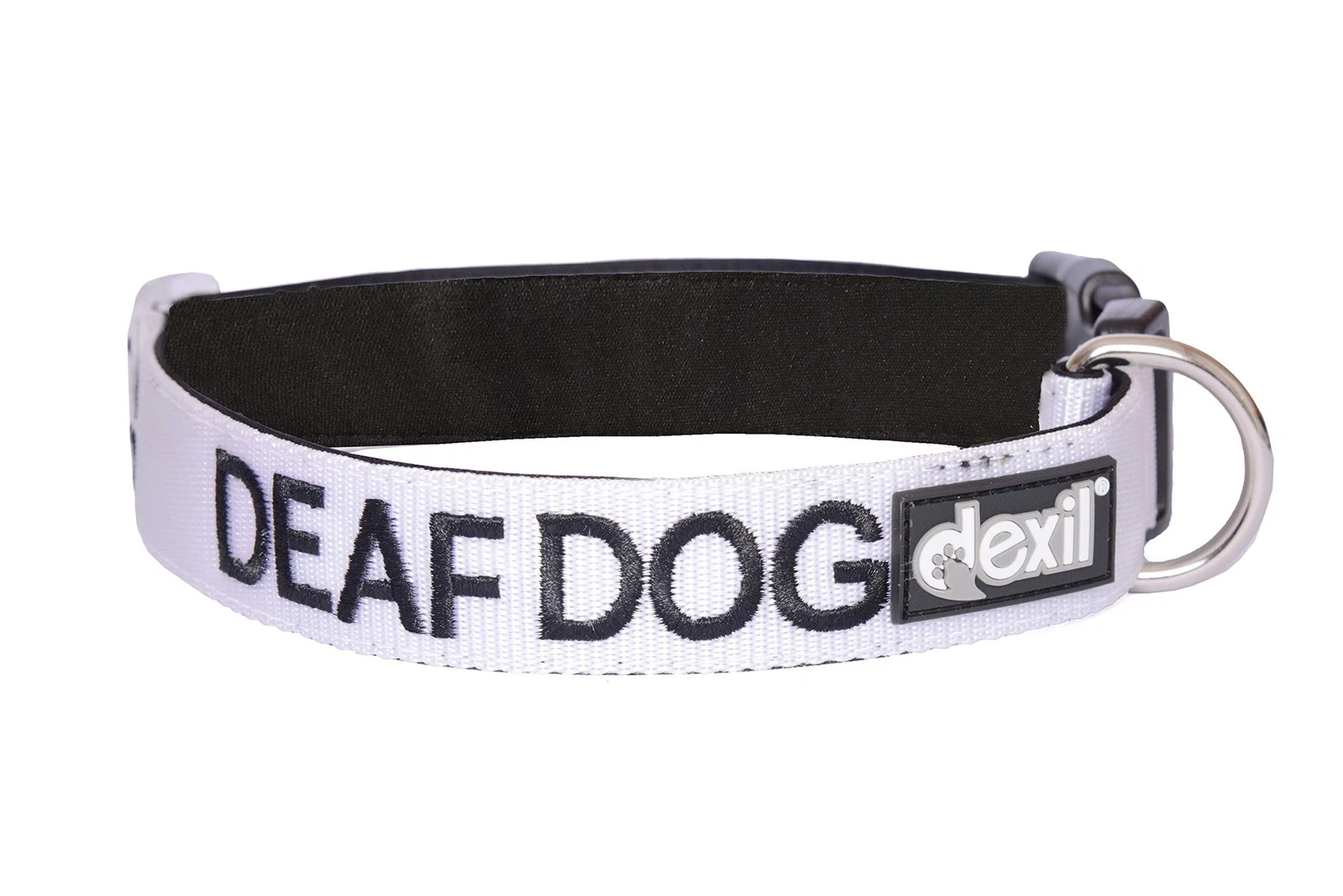 Black Adjustable Dog Collar L XL 15 to 25 Inch Wide with Embroidered Words