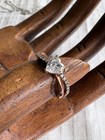 Vintage Sterling Silver & Rose Gold Plate Cz Heart Ring Size 8 Designer AV — photo 3