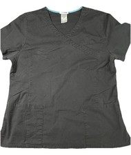 ScrubStar Women's M Scrub Top Black Short Sleeve Front Pockets. Work Wear